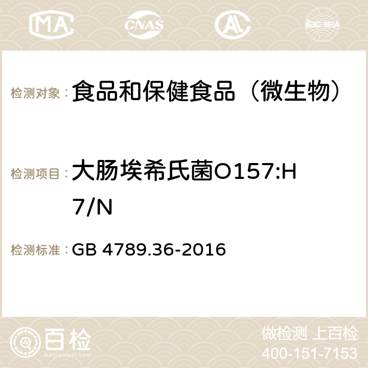 大肠埃希氏菌O157:H7/N 食品卫生微生物学检验大肠埃希氏菌O157:H7/NM检验 GB 4789.36-2016