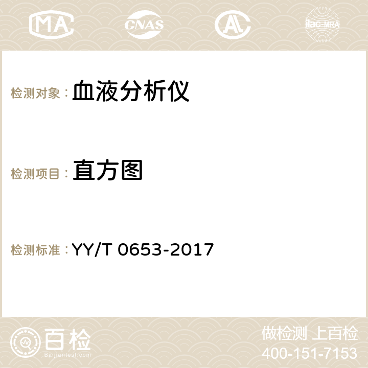 直方图 YY/T 0653-2017 血液分析仪(附2022年第1号修改单)