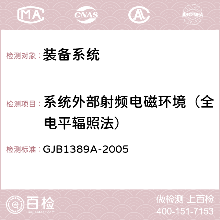 系统外部射频电磁环境（全电平辐照法） 系统电磁兼容性要求 GJB1389A-2005 5.3