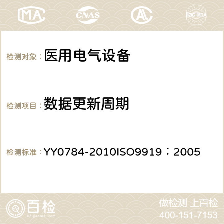 数据更新周期 医用电气设备-医用脉搏血氧仪设备基本安全和主要性能专用要求 YY0784-2010
ISO9919：2005 51.101