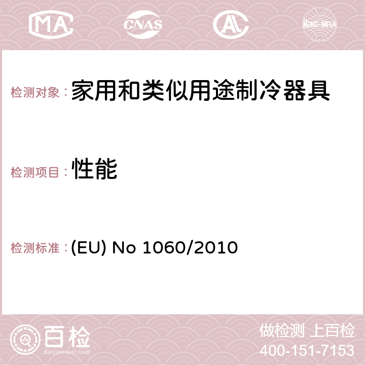 性能 欧洲冰箱标贴指令 (EU) No 1060/2010