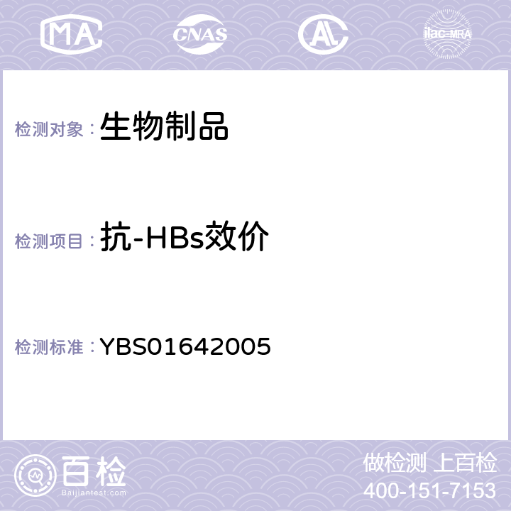 抗-HBs效价 BS 01642005 冻干静脉注射用人免疫球蛋白（pH4）制造及检定规程 YBS01642005