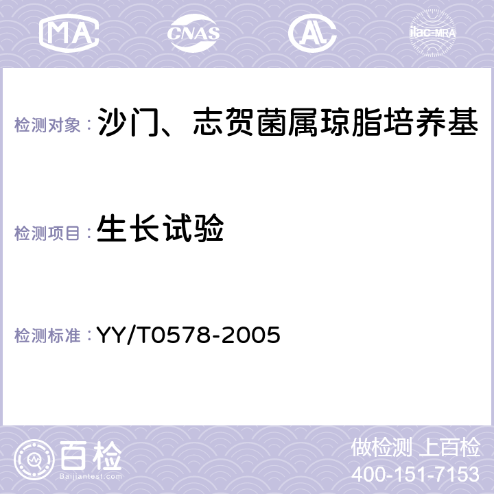 生长试验 沙门、志贺菌属琼脂培养基 YY/T0578-2005 5.2