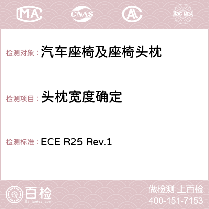 头枕宽度确定 关于批准与车辆座椅一体或非一体的头枕的统一规定 ECE R25 Rev.1 7.3,附录4