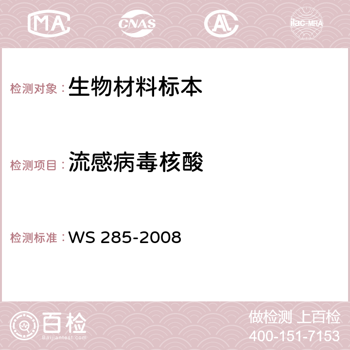 流感病毒核酸 流行性感冒诊断标准 WS 285-2008 附录D