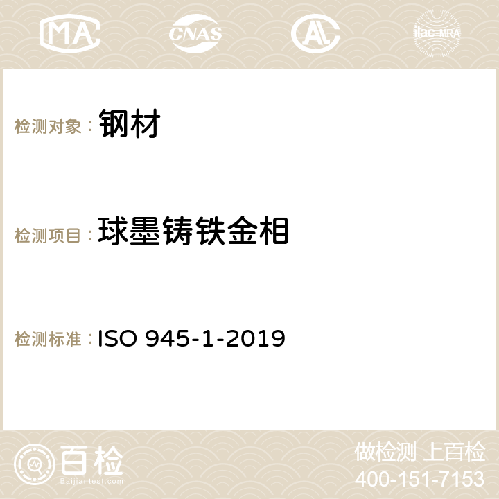 球墨铸铁金相 ISO 945-1-2019 铸铁的显微结构 第1部分:用目视分析进行石墨分类
