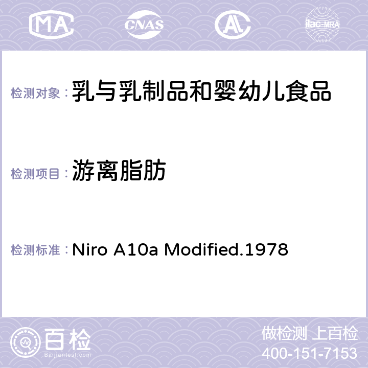 游离脂肪 Niro A10a Modified.1978 的检测方法 