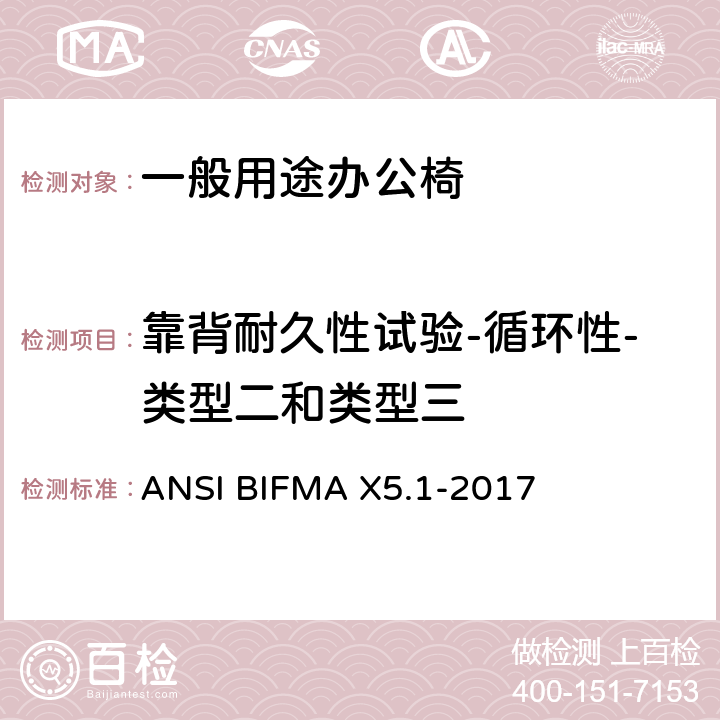 靠背耐久性试验-循环性-类型二和类型三 一般用途办公椅 ANSI BIFMA X5.1-2017 15
