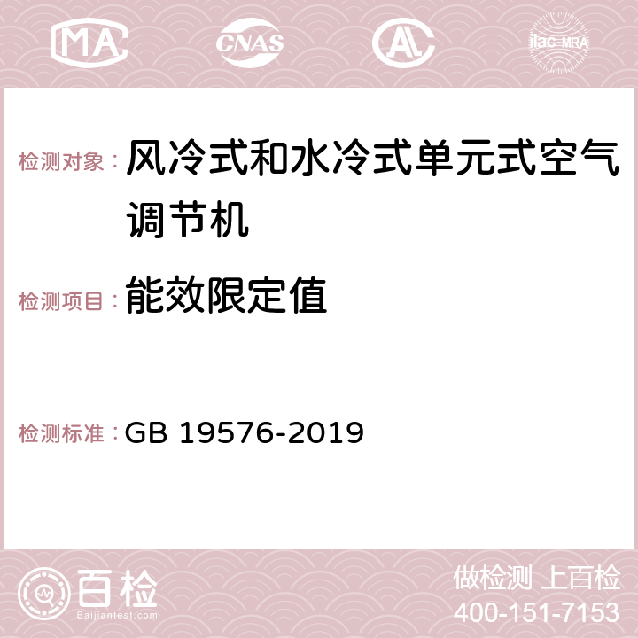 能效限定值 单元式空气调节机能效限定值及能效等级 GB 19576-2019 Cl.5.1,Cl.6.1