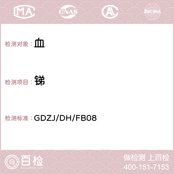 锑 血中铅等多种金属元素ICP-MS测定方法 GDZJ/DH/FB08