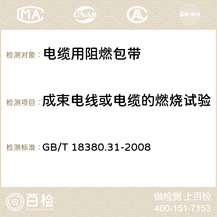 成束电线或电缆的燃烧试验 GB/T 18380.31-2008 电缆和光缆在火焰条件下的燃烧试验 第31部分:垂直安装的成束电线电缆火焰垂直蔓延试验 试验装置