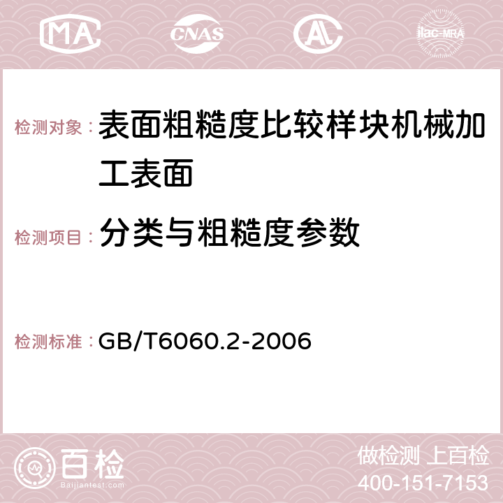 分类与粗糙度参数 《表面粗糙度比较样块 磨、车、镗、铣、插及刨加工表面》 GB/T6060.2-2006 6