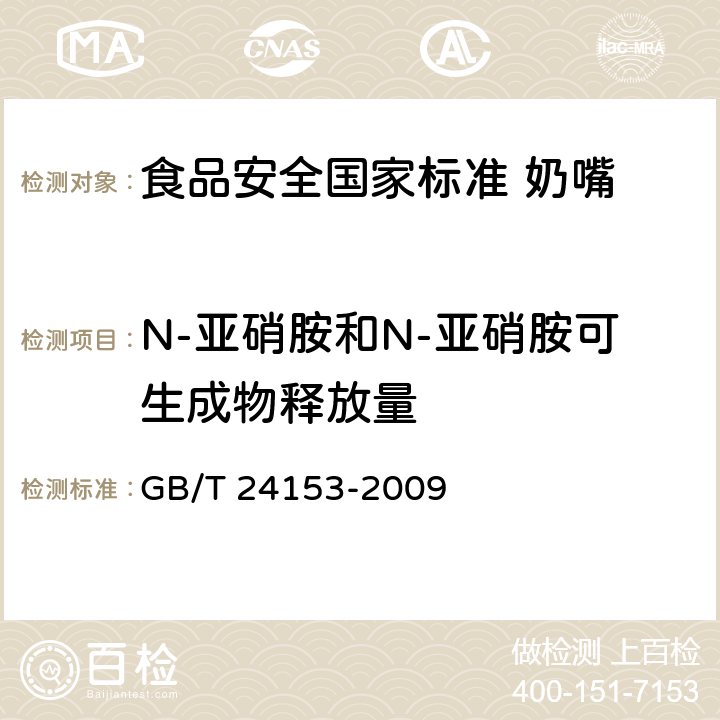 N-亚硝胺和N-亚硝胺可生成物释放量 橡胶及弹性材料 N-亚硝基胺的测定 GB/T 24153-2009
