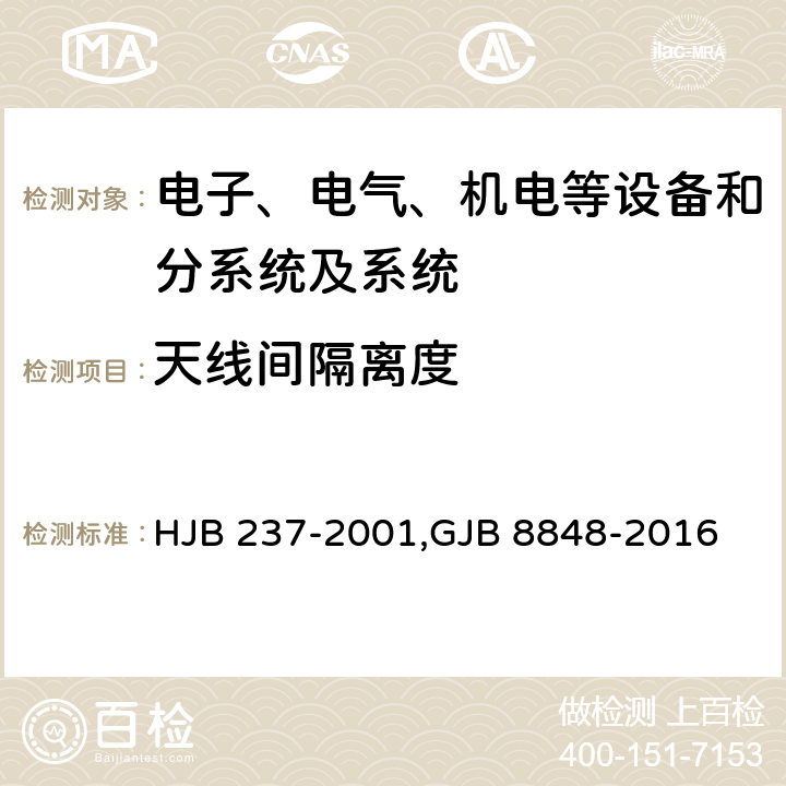 天线间隔离度 舰船电磁兼容性试验方法,系统电磁环境效应试验方法 HJB 237-2001,GJB 8848-2016 23,方法201,方法1201