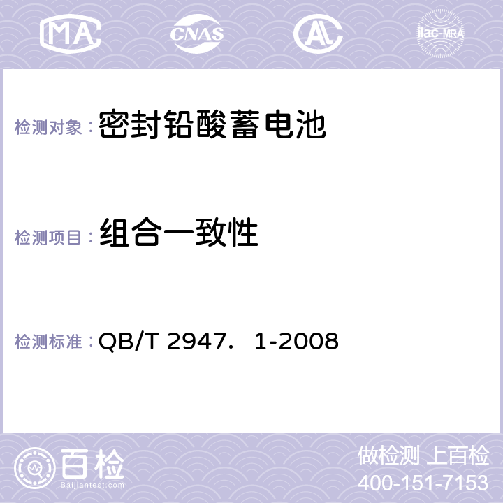 组合一致性 电动自行车用蓄电池及充电器 第1部分：密封铅酸蓄电池及充电器 QB/T 2947．1-2008 5.1.13