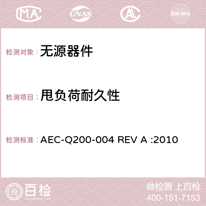 甩负荷耐久性 自恢复保险丝测量程序 AEC-Q200-004 REV A :2010 3.3.5