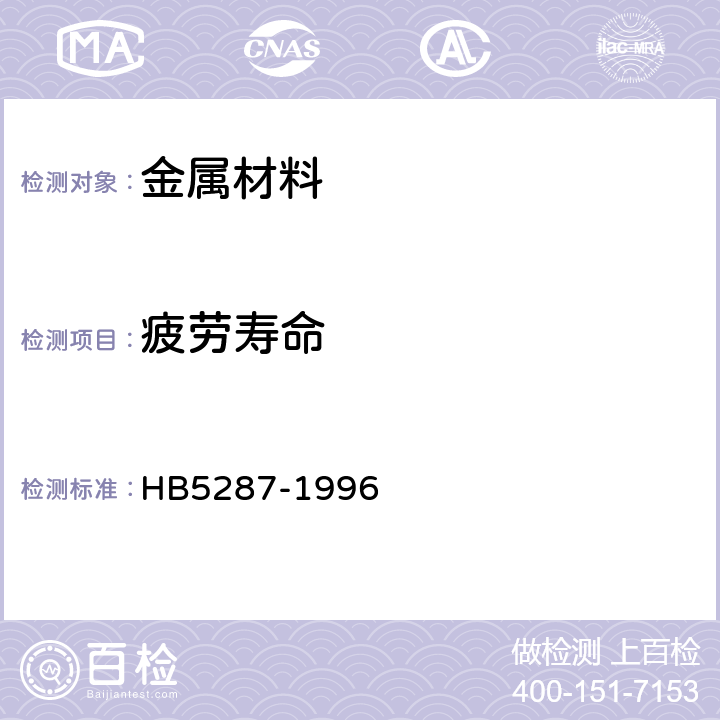 疲劳寿命 HB 5287-1996 金属材料轴向加载疲劳试验方法