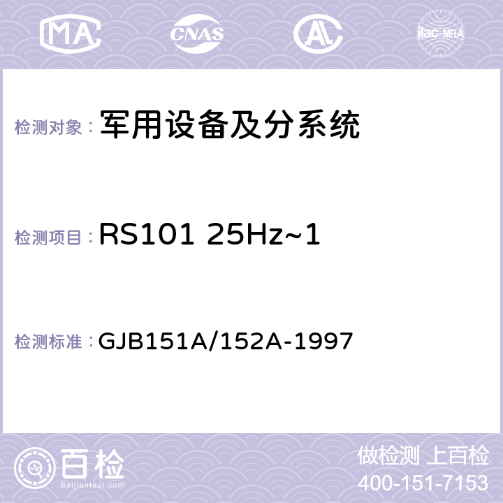 RS101 25Hz~100kHz磁场辐射敏感度 军用设备和分系统电磁发射和敏感度要求/测量 GJB151A/152A-1997