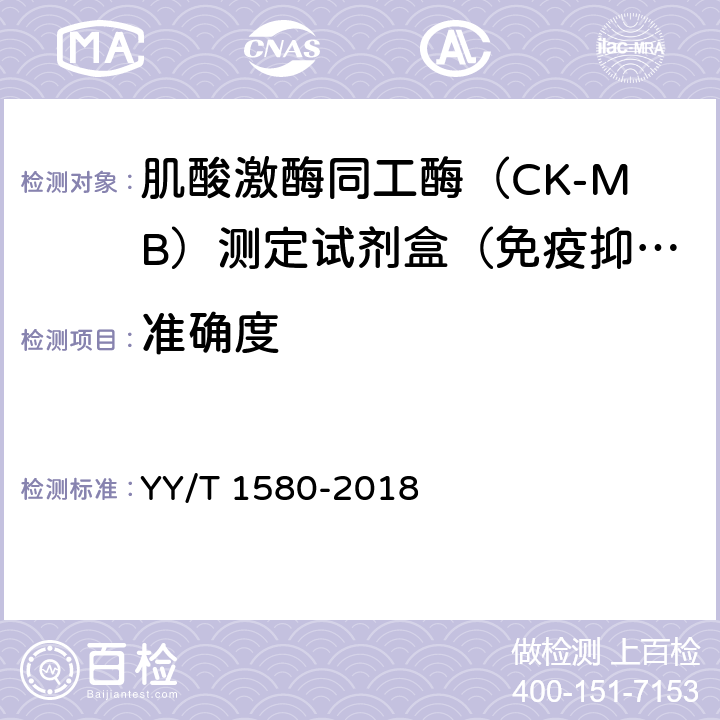 准确度 肌酸激酶MB同工酶测定试剂盒（免疫抑制法） YY/T 1580-2018 3.7