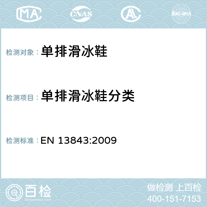 单排滑冰鞋分类 EN 13843:2009 滚轴运动设备-单排滑冰鞋-安全要求和试验方法  条款 4.2