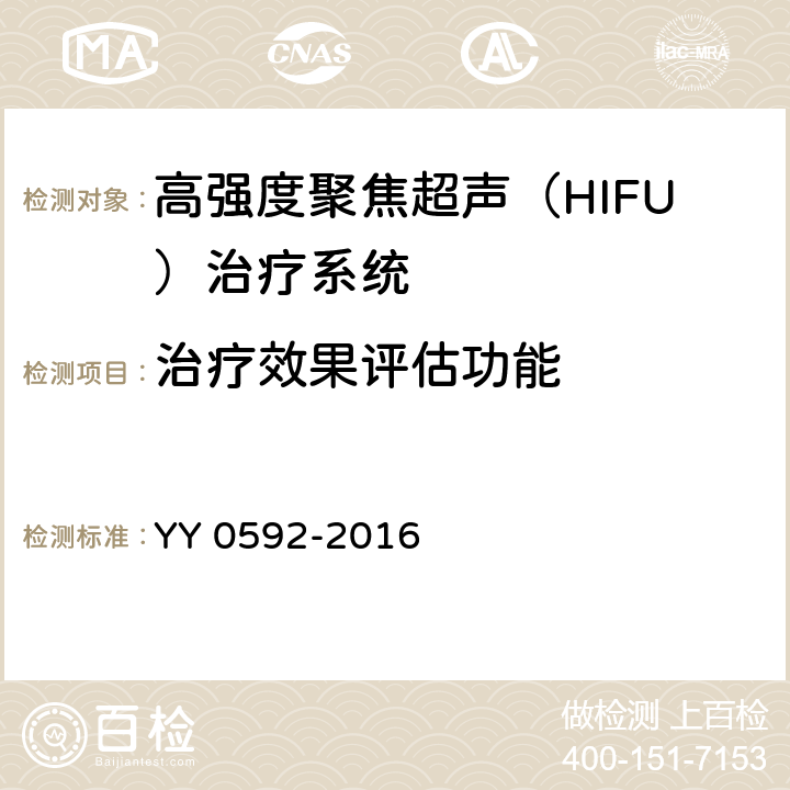 治疗效果评估功能 高强度聚焦超声（HIFU）治疗系统 YY 0592-2016 5.6