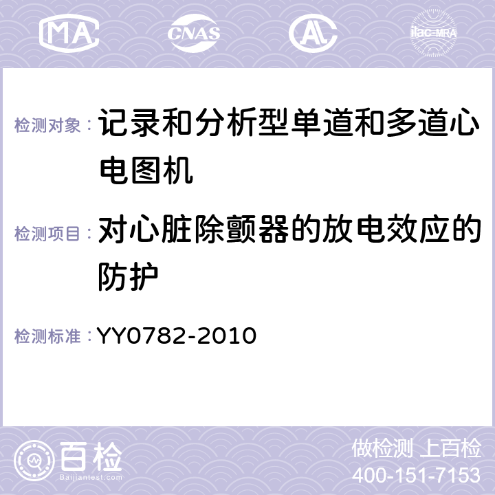 对心脏除颤器的放电效应的防护 医用电气设备 第2-51部分:记录和分析型单道和多道心电图机安全和基本性能 YY0782-2010 Cl.17.101