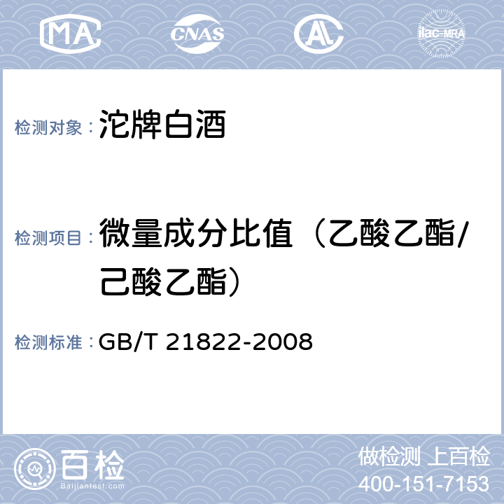 微量成分比值（乙酸乙酯/己酸乙酯） 地理标志产品沱牌白酒 GB/T 21822-2008 6.6