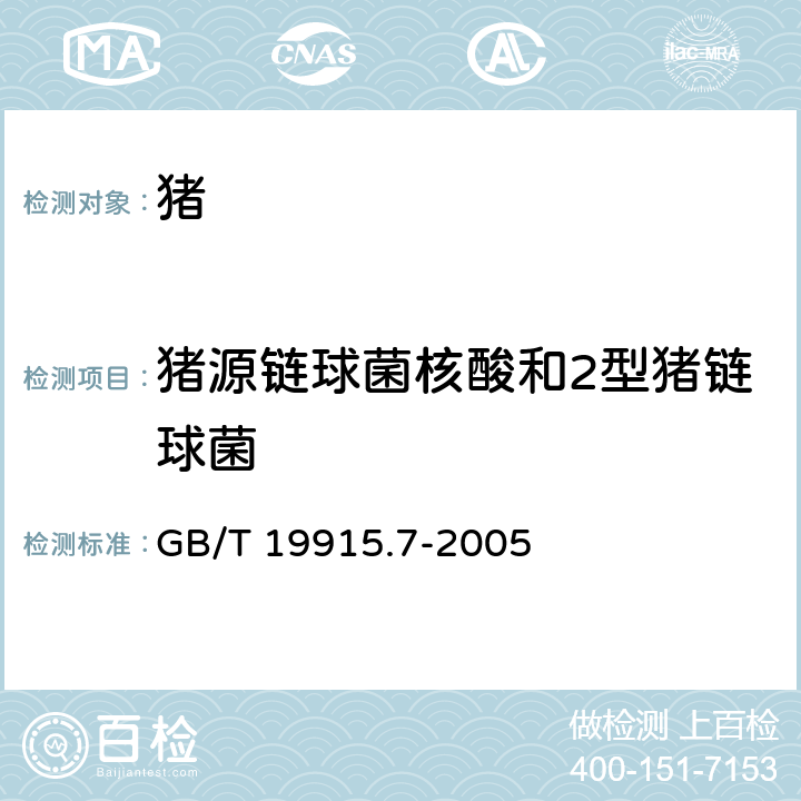 猪源链球菌核酸和2型猪链球菌 GB/T 19915.7-2005 猪链球菌2型荧光PCR检测方法