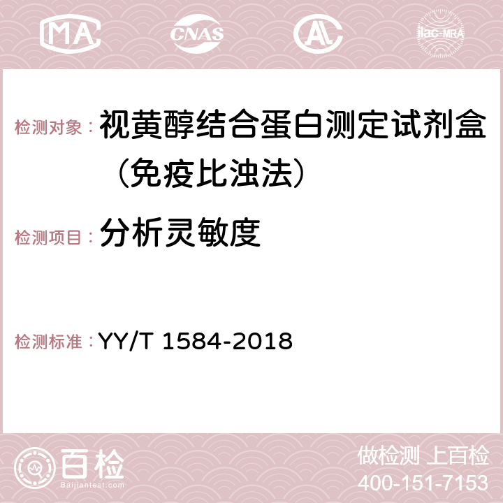 分析灵敏度 视黄醇结合蛋白测定试剂盒（免疫比浊法） YY/T 1584-2018