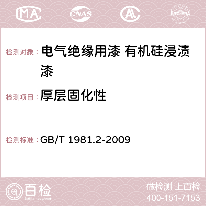 厚层固化性 电气绝缘用漆 第2部分：试验方法 GB/T 1981.2-2009 5.9