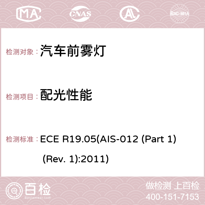 配光性能 关于批准机动车前雾灯的统一规定 ECE R19.05(AIS-012 (Part 1) (Rev. 1):2011) 6