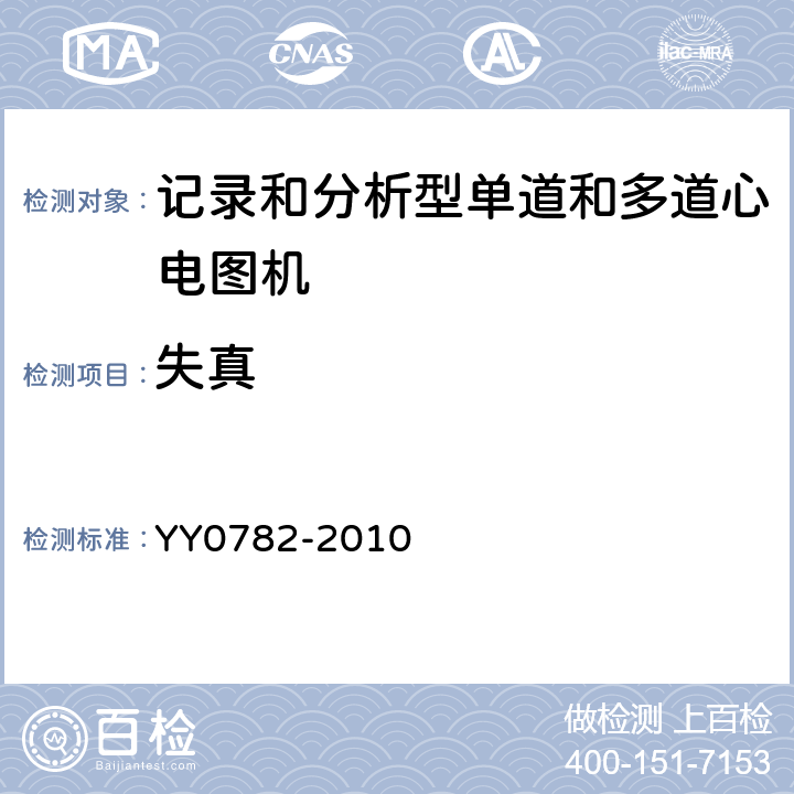 失真 医用电气设备 第2-51部分:记录和分析型单道和多道心电图机安全和基本性能 YY0782-2010 Cl.51.107