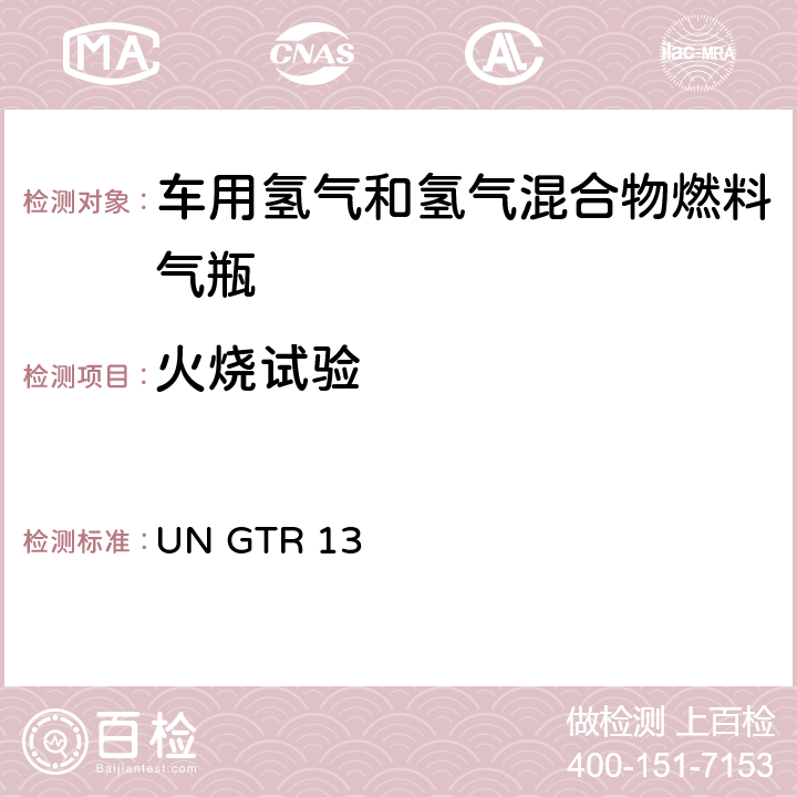 火烧试验 GTR 13 全球氢燃料电池汽车技术规范 UN  II 6.2.5