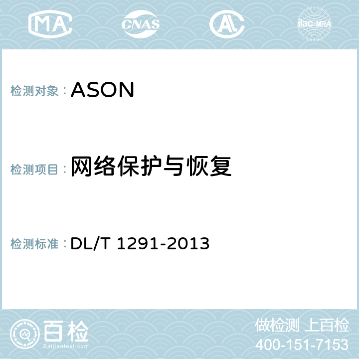 网络保护与恢复 基于SDH的电力自动交换光网络（ASON）技术规范 DL/T 1291-2013 8
