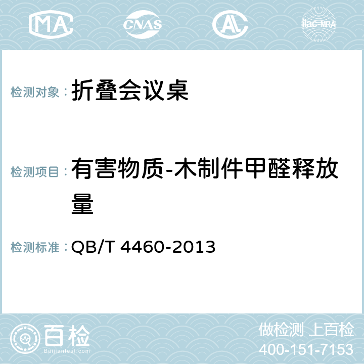 有害物质-木制件甲醛释放量 折叠会议桌 QB/T 4460-2013 6.5.1