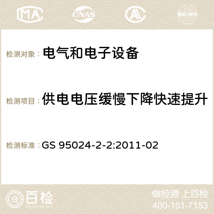 供电电压缓慢下降快速提升 机动车辆电子电气部件-电气要求和试验 GS 95024-2-2:2011-02 8.8