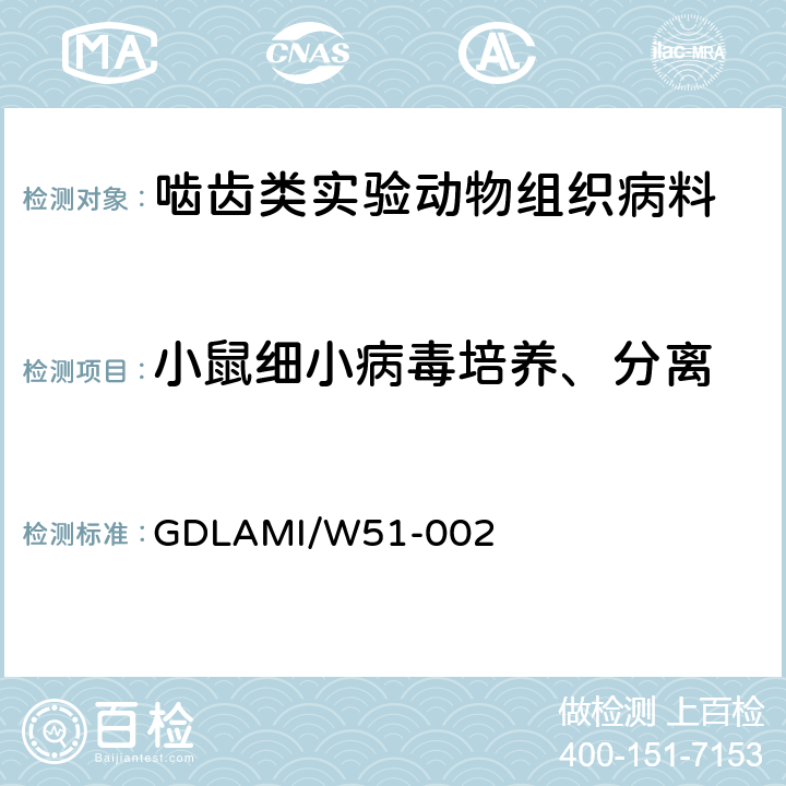 小鼠细小病毒培养、分离 病毒分离培养操作规程 GDLAMI/W51-002 7