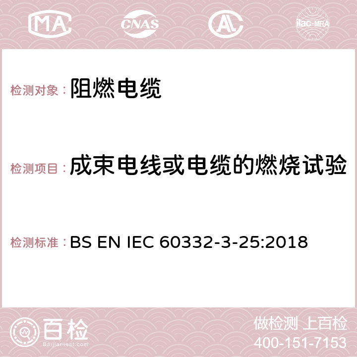 成束电线或电缆的燃烧试验 多根电缆成束垂直火焰燃烧测试—第3-5部分—小型电缆—类型D BS EN IEC 60332-3-25:2018