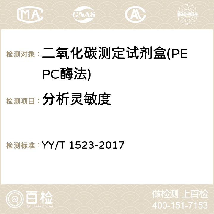 分析灵敏度 二氧化碳测定试剂盒（PEPC酶法） YY/T 1523-2017 3.4