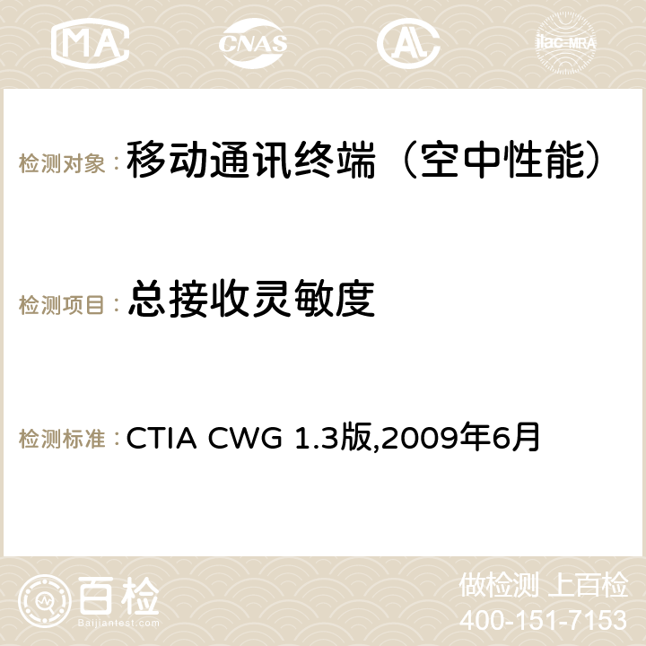 总接收灵敏度 《CTIA认证项目,Wi-Fi移动整合设备射频性能评估测试规范》 CTIA CWG 1.3版,2009年6月 4