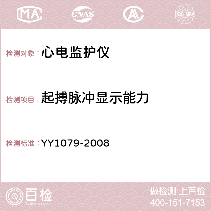 起搏脉冲显示能力 YY 1079-2008 心电监护仪