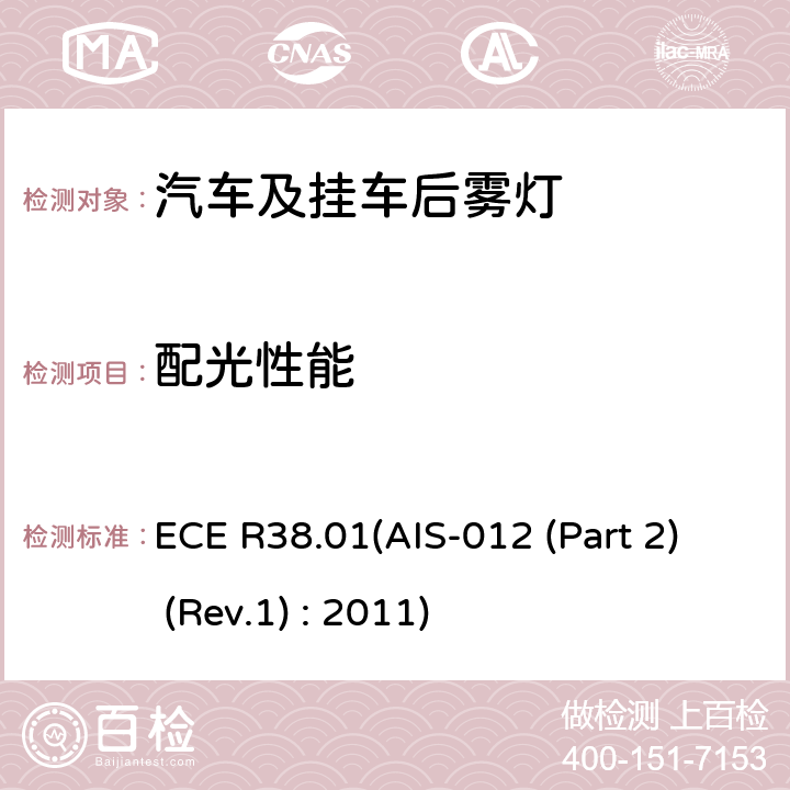 配光性能 关于批准机动车及其挂车后雾灯的统一规定 ECE R38.01(AIS-012 (Part 2) (Rev.1) : 2011) 6