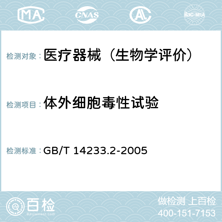 体外细胞毒性试验 医用输液、输血、注射器具检验方法 第2部分：生物学试验方法 GB/T 14233.2-2005