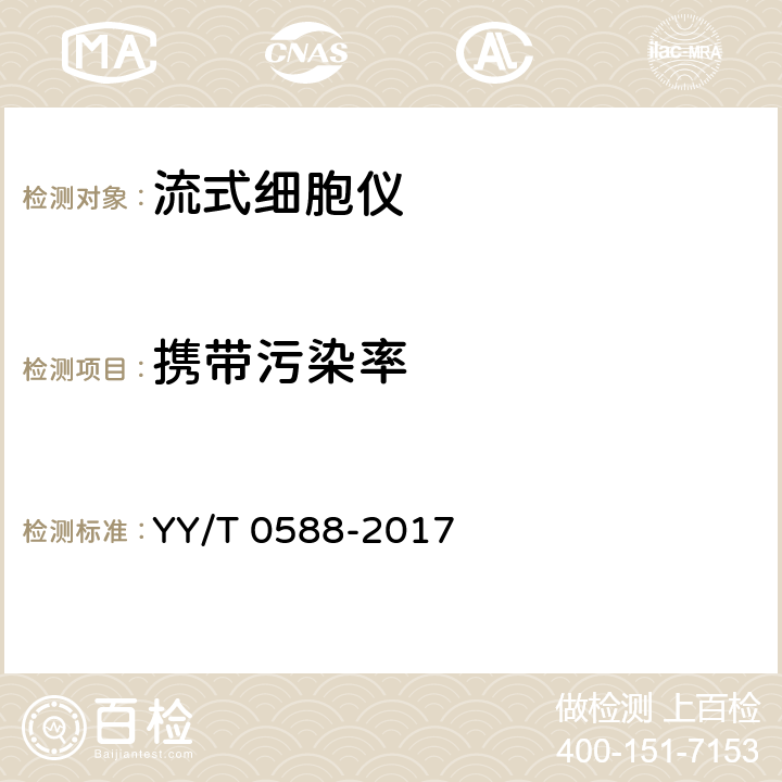 携带污染率 流式细胞仪 YY/T 0588-2017 4.10