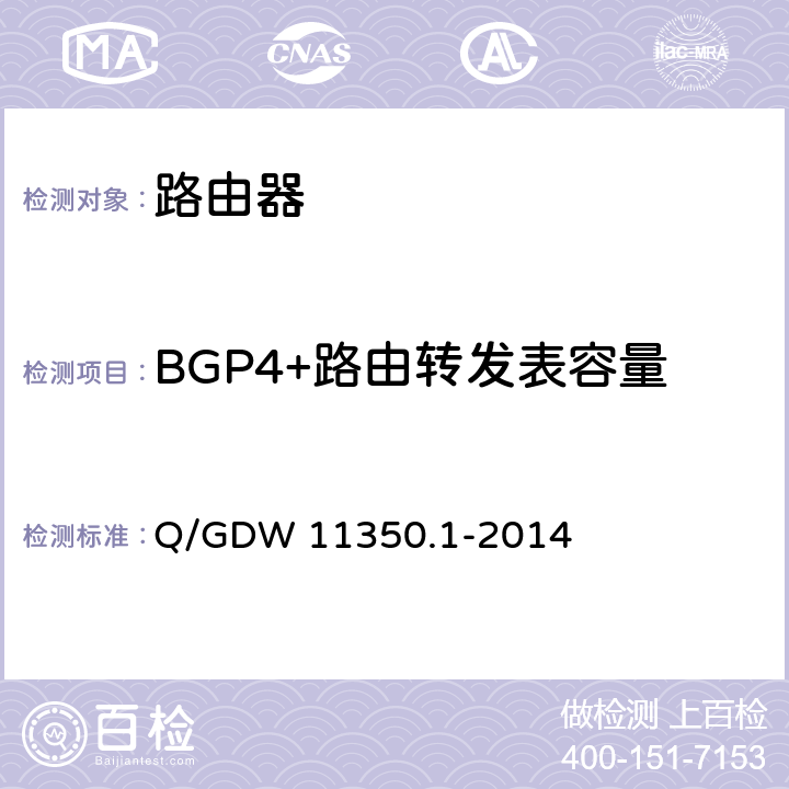 BGP4+路由转发表容量 IPV6网络设备测试规范 第1部分：路由器和交换机 Q/GDW 11350.1-2014 5.2.5
