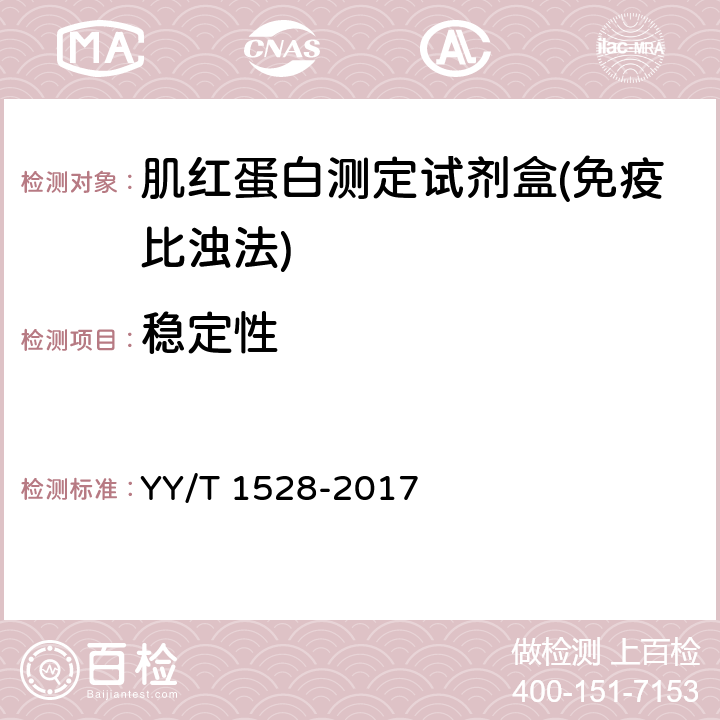 稳定性 肌红蛋白测定试剂盒(免疫比浊法) YY/T 1528-2017 3.8