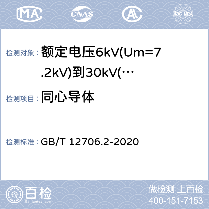 同心导体 额定电压1kV(Um=1.2kV)到35kV(Um=40.5kV)挤包绝缘电力电缆及附件 第2部分:额定电压6kV(Um=7.2kV)到30kV(Um=36kV)电缆 GB/T 12706.2-2020 11