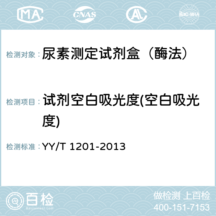 试剂空白吸光度(空白吸光度) 尿素测定试剂盒（酶偶联监测法） YY/T 1201-2013