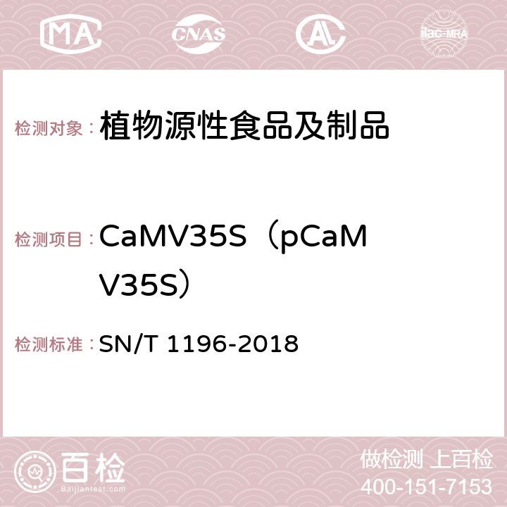CaMV35S（pCaMV35S） 转基因成分检测 玉米检测方法 SN/T 1196-2018
