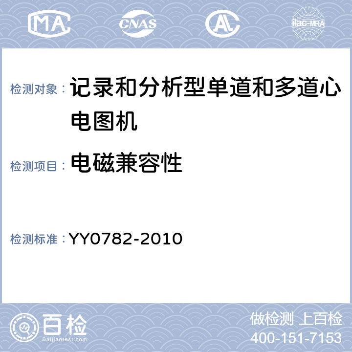 电磁兼容性 医用电气设备 第2-51部分:记录和分析型单道和多道心电图机安全和基本性能 YY0782-2010 Cl.36